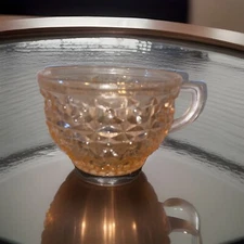 Vintage Jeanette Pink  Depression Glass Tea Coffee Cup, Holiday-Buttons & Bows