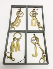 NEW FOSSIL SOFIA ALPHA-BETCHA ANTIQUE GOLD TONE,D,M,J,B KEY FOB RING CHAIN,CHARM
