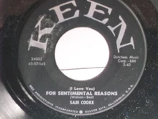 Sam Cooke,Keen 34002,"For Sentimental Reasons"US,7" 45,Stamped #s,1958,R&B,Mint