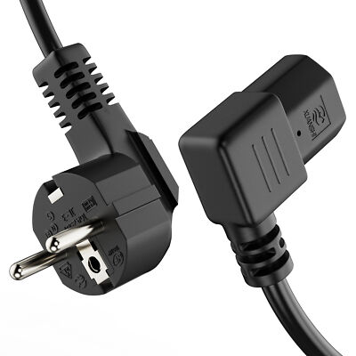 ETEC Euro-Stromkabel 90° Schutzkontakt-Stecker 90° C13 IEC-Buchse 5m Netzteil