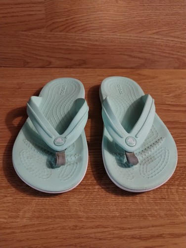 CROCS Orginal Green Flip Flops Size J1 Kids Youth Junior-1 - Picture 6 of 8