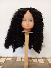 Puppenperücke Kunsthaar KU 26 - 28cm Schwarz gelockt