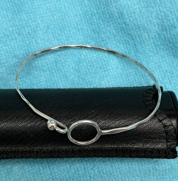 HOOK CLASP BANGLE BRACELET WAVE DESIGN STERLING S… - image 10