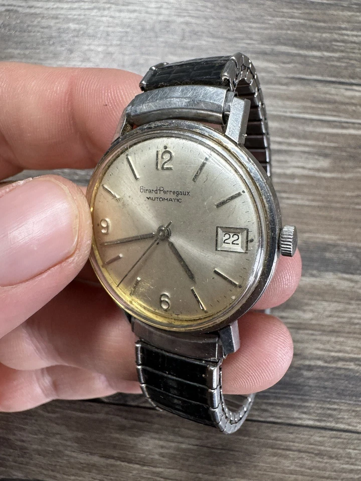 Raro Girard Perregaux Años 60 Automático Esfera Original Funciona Bonito 17 Joyas Leer Foto 2 de 4