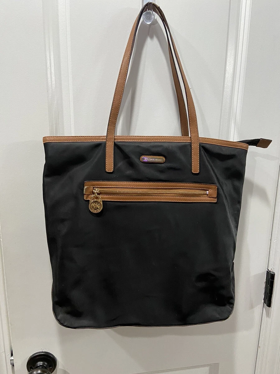 Michael Kors Montauk Nylon Black Graphite Large Tote Shoulder Bag  Purse14x16x5