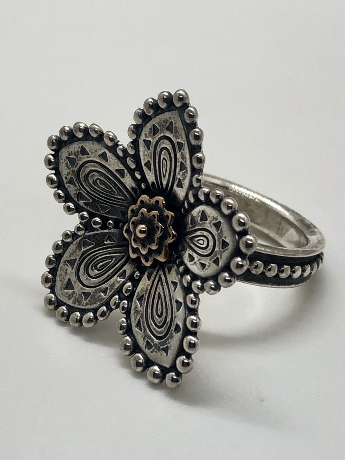 James Avery Retired Beaded Festive Flower Ring size 6 Sterling Silver