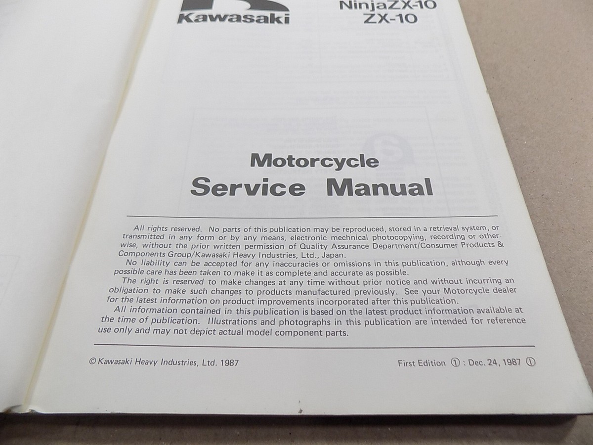 KAWASAKI ORIGINAL FACTORY SERVICE MANUAL / 1988 NINJAZX 10 ZX 10