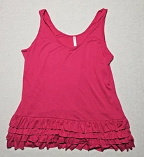 Xhilaration Pink Tank Blounse With Ruffles Women's XL