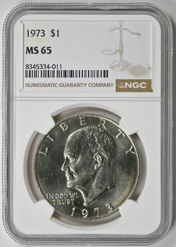 1973 Eisenhower Ike Copper-Nickel Clad $1 MS 65 NGC