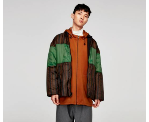 Zara Man Reversible Printed Bomber Jacket Full Zip Coat Sz L Black