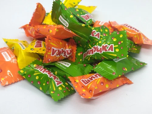 Ukraine Caramel Lollipop Powder Filling Fizz Roshen Sweets Lime Cola Orange 200g