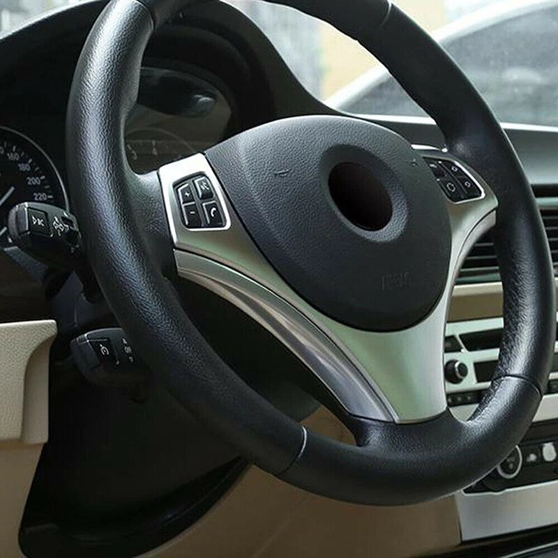 Cubierta de embellecedor de volante plateada para BMW E90 E92 E93 325i 320i 2005-2012 Foto 3 de 4