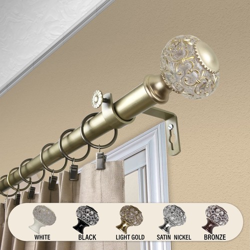 Roy 1" Curtain Rod Adjustable Drapery Rod 28-240" (5 sizes, 5 colors) - Picture 5 of 11