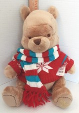 Winnie The Pooh Plush 2008 Disney Store W/tags Sitting Red Sweater Scarf 12  