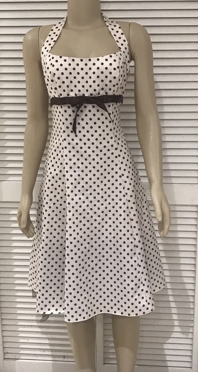 brown and white polka dot halter dress Becca Yellow & Brown Polka Dot Halter Midi Dress Get That Trend