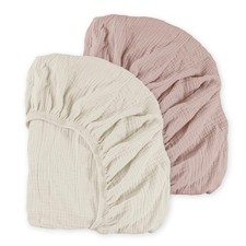 Muslin Mini Crib Sheets, 2 Pack for Baby Boy and Girl, Soft Breathable Stretc...