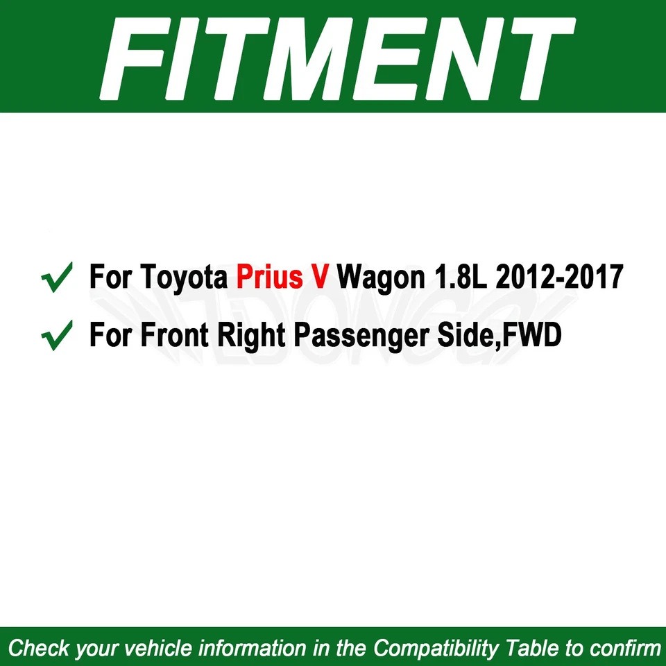 Conjunto de junta de eixo dianteiro direito CV para Toyota Prius V Wagon 1.8L 2012-2017 - Imagem 2 de 4