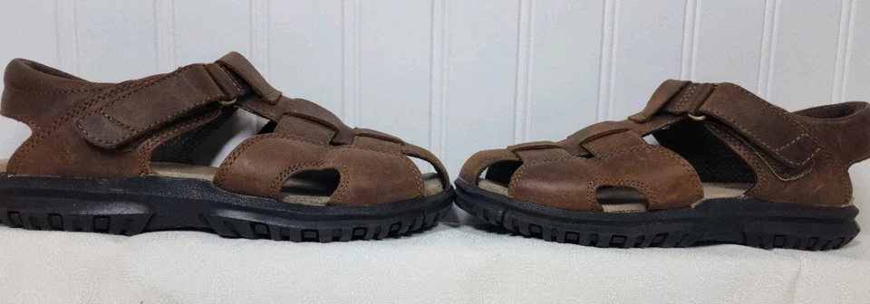 Sandálias infantis Stride Rite 1,5 couro marrom pescador pesca preppy resort ao ar livre - Imagem 2 de 4