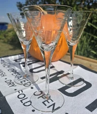 (3) Colony SANDRA Floral Pattern OPTIC PANEL Water Goblets Wine Glasses 