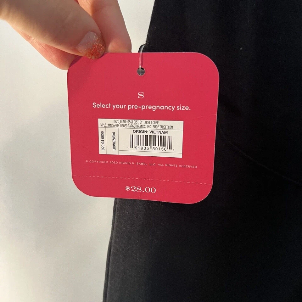 Isabel Maternity Leggings Set Of 2 NWT Women's Small Black Mesh High Rise Panel - Image 4 of 4