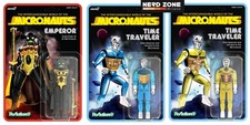 SET Micronauts Wave 03 Emperor Reaction+ Time Traveler Blue & Yellow Translucen