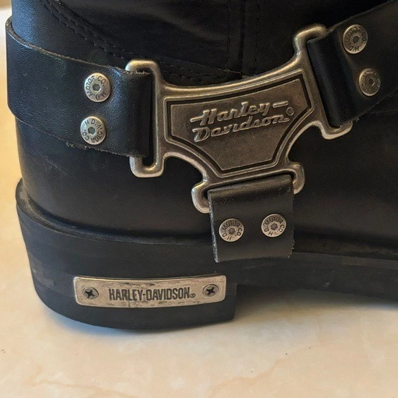 Harley-Davidson Hombres Negro Mega Arnés Cuero Botas de Motocicleta Talla 10.5 Foto 2 de 4