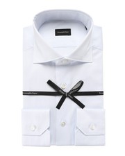 NWT ERMENEGILDO ZEGNA DRESS SHIRT blue white cotton striped luxury 42 16 1/2