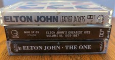 Lot of 3 Elton John Cassette Tapes Greatest Hits III, Leather Jackets, The One