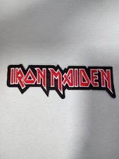 Iron Maiden Logo Embroidered Iron-On Patch Red White Heavy Metal Rock Band