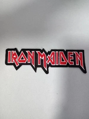 Iron Maiden Logo Embroidered Iron-On Patch Red White Heavy Metal Rock Band