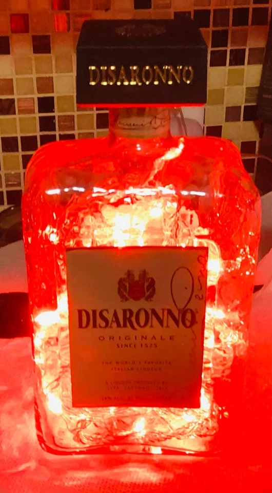 Disaronno Bottle Lamp Light up Decor-Led Fairy Lights-Upcycled Bar Liquor Gift - Image 3 of 3