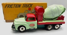 SSS Japan Tin Toy Vintage Complete Friction Concrete Cement Mixer Truck NOS C9