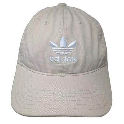 Adidas Baseball Cap Beige White Trefoil Embroidered Adjustable Slideback Hat OS