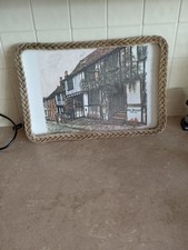 Melamine Base Weaved Serving Tray Vintage Tray Decorative Tray