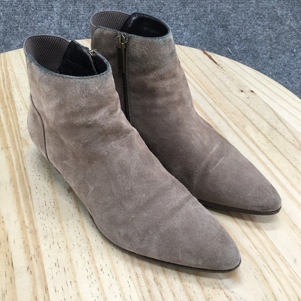 Botas Aquatalia Mujer 7.5 Franca Botín Marrón Cremallera Lateral Punta Cubana Foto 3 de 4