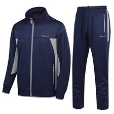 Men's Casual Athletic Tracksuit Long Sleeve Sweatsuit Set Full Zip Running Sp...