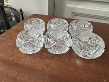 Salt Cellar Antique VTG Open Dip Dish Round Star Diamond PATTERN GLASS LOT SET
