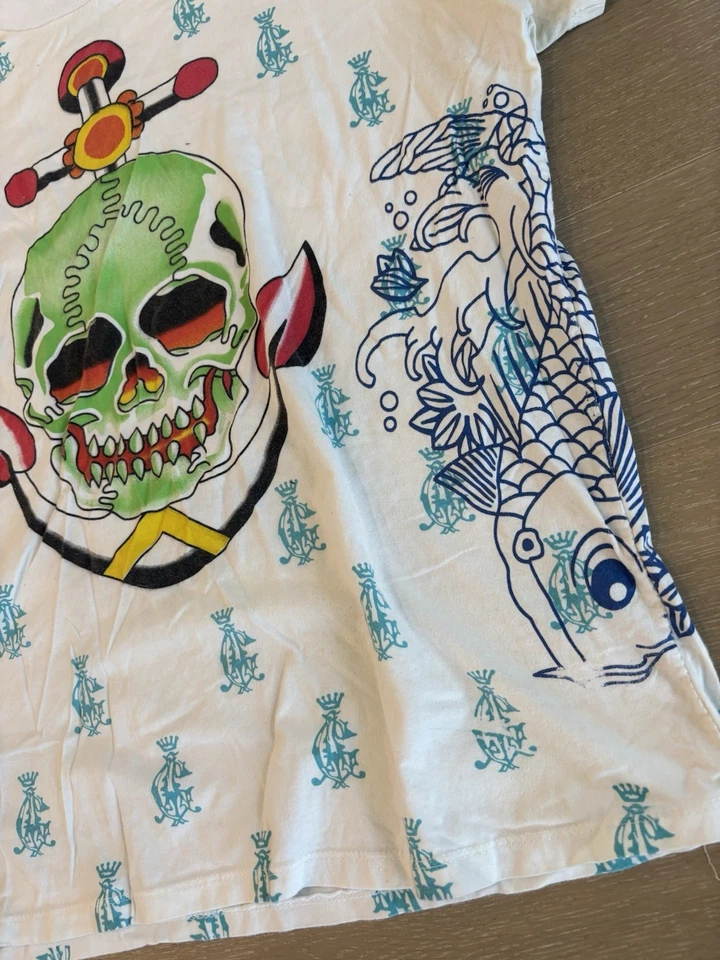 Рубашка мужская Christian Audigier Los Angeles размер L традиционная тату якорь белая - Изображение 4 из 4