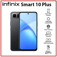 Infinix Smart 10 Plus 4GB+128GB BLACK Dual SIM Unlocked Android Cell Phone