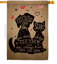Friends Are Like Stars Dog Puppy House Flag Double Sided Garden Yard USA
