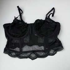 Auden Black Lace Corset Bra, Underwire - Size M Sheer Feminine Flirty
