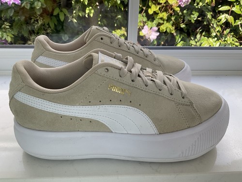 Zapatillas Puma Mayze Plataforma Gamuza Cuero Beige Blanco Talla UK 4.5 EU 37.5 - Imagen 4 de 12
