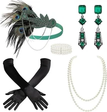 BABEYOND 1920s Flapper Headband Peacock Feather Headpiece Gatsby Accessories... 