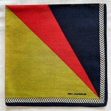 Vintage Mens Handkerchief Cotton Geometric Triangle Pattern Pocket Square 17" J1