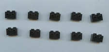 LEGO x 10 Black Brick, Modified 1 x 2 with Studs on 1 Side 11211