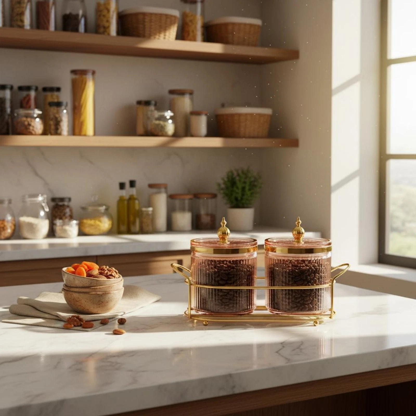 Ribbed Glass Storage Container Moisture-Resistant Coral Glass Canister Set With
Opens in a new windo