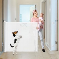 BETERTEK 42" TALL X 75" WIDE RETRACTABLE BABY GATES EXTRA TALL BABY GATE - WHITE