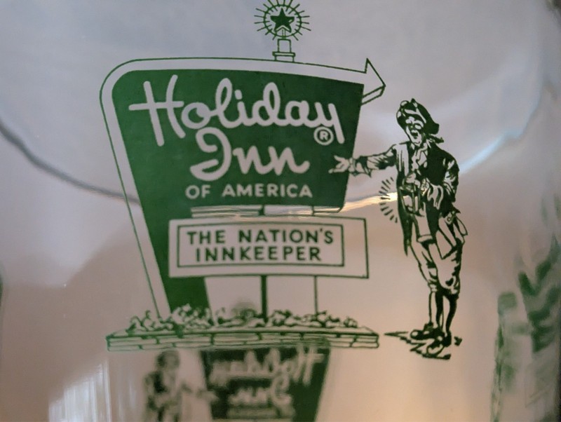 VINTAGE GLASS ICE BUCKET - RARE HOLIDAY INN OF AMERICA - THE NATION'S INNKEEPER