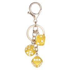 Lucky Dice Keychain Charm Resin Dice Keyring with 3 Pendants Orange