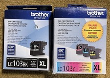 New Genuine Sealed Brother LC103CL XL Color LC103BK XL Black Ink Cartridge Set